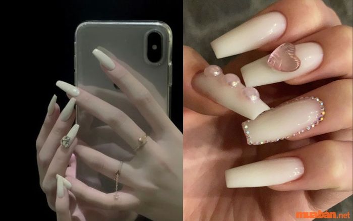 Nail màu trắng cực kỳ sang trọng