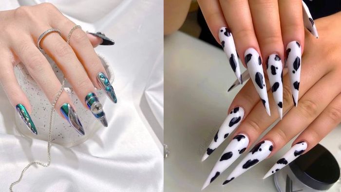 Mẫu nail với móng nhọn đầy sắc sảo