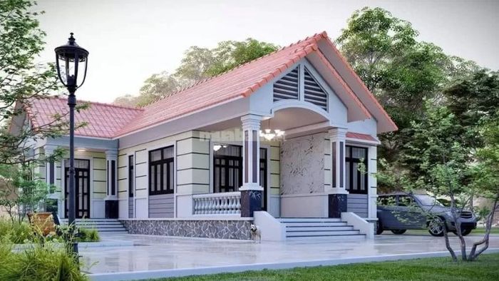 Mẫu nhà cấp 4 chữ L mái tôn hiện đại với 3 phòng ngủ