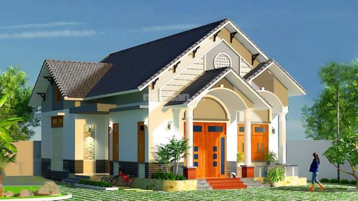 Mẫu nhà cấp 4 chữ L mái tôn theo phong cách hiện đại