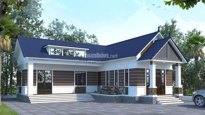 Nhà cấp 4 chữ L thoáng đãng với sân vườn và 3 phòng ngủ