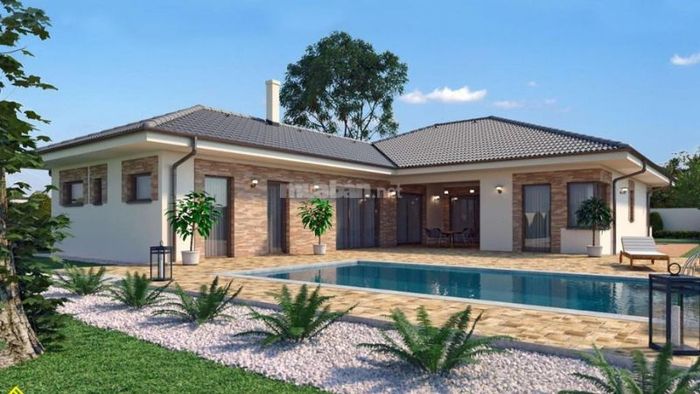 10. Nhà cấp 4 chữ L 3 phòng ngủ được thiết kế theo phong cách sang trọng dành cho gia chủ