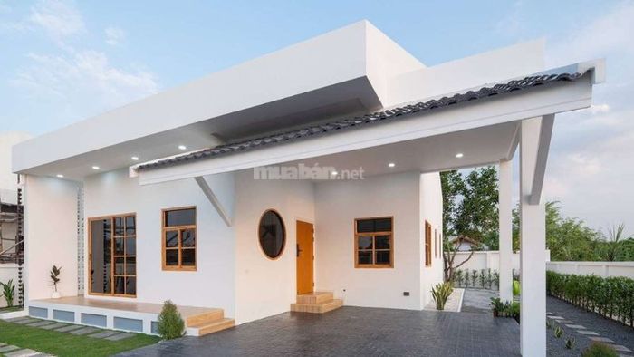 Mẫu nhà cấp 4 chữ L với 3 phòng ngủ gác lửng mái bằng sang trọng