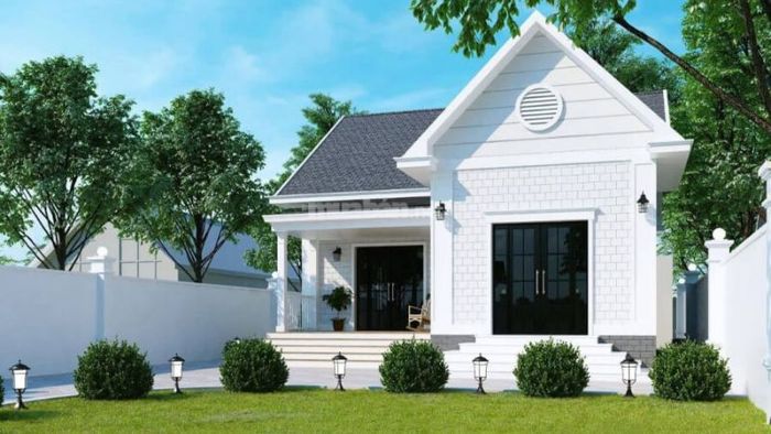 Nhà cấp 4 chữ L 3 phòng ngủ thiết kế theo phong cách tối giản