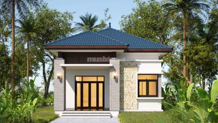 Nhà cấp 4 chữ L với 3 phòng ngủ có sân vườn thiết kế thông minh