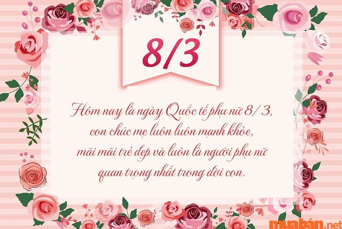 Hình ảnh chúc 8/3 ấm áp dành cho mẹ hiền.