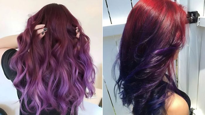 Nhuộm tóc đỏ tím trầm kiểu 2