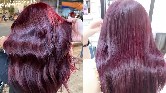 Nhuộm tóc đỏ tím trầm kiểu 1