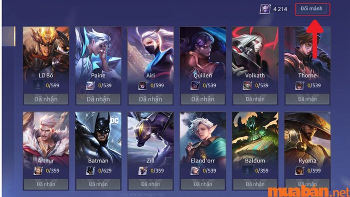 Tiếp tục lựa chọn mục “đổi mảnh”