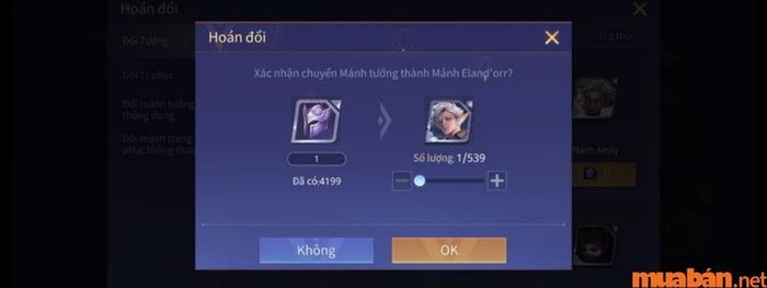 Mảnh tướng được sử dụng để chuyển đổi thành mảnh tướng cụ thể