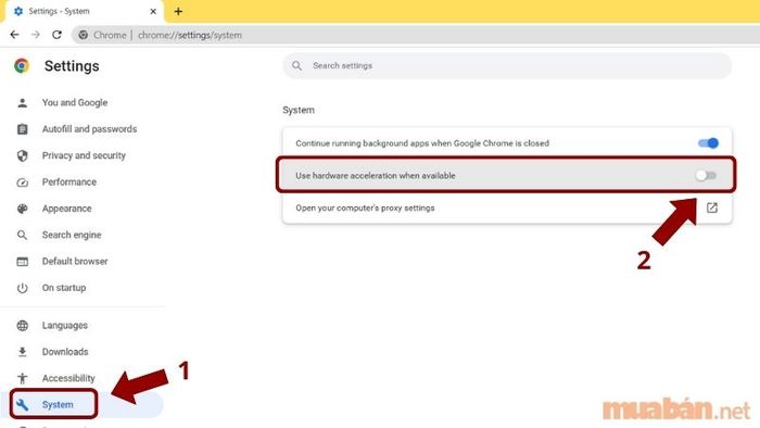 Tắt tùy chọn “Use hardware acceleration when available”.