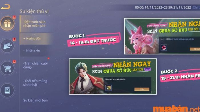 Sự kiện nhận skin miễn phí