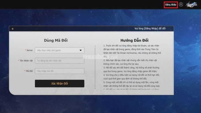 Truy cập vào trang web của game Honkai: Star Rail