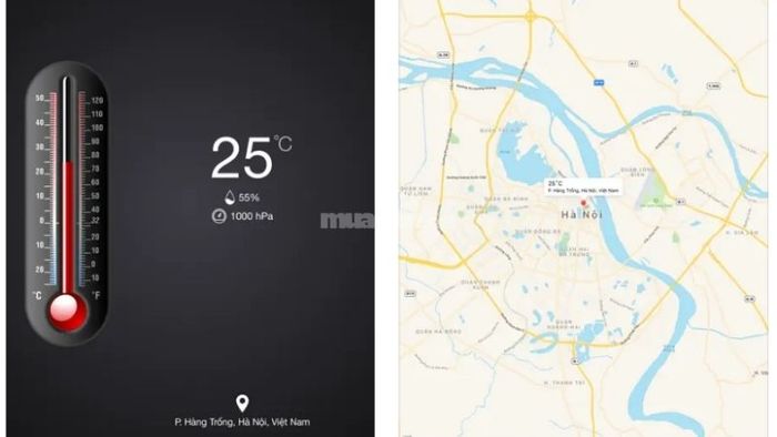 Nhiệt kế++ không chỉ hiển thị nhiệt độ khu vực gần bạn mà còn ở nhiều nơi khác trên bản đồ - Nguồn: Internet
