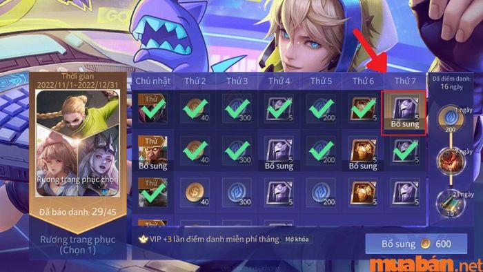 Đăng nhập hàng ngày để tích lũy phần thưởng