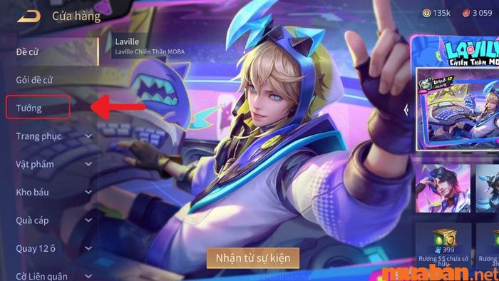 Chọn mục “Nhân vật”