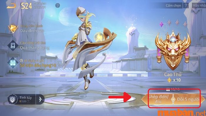 Lựa chọn ghép đơn/đôi hoặc đội hình 5 người