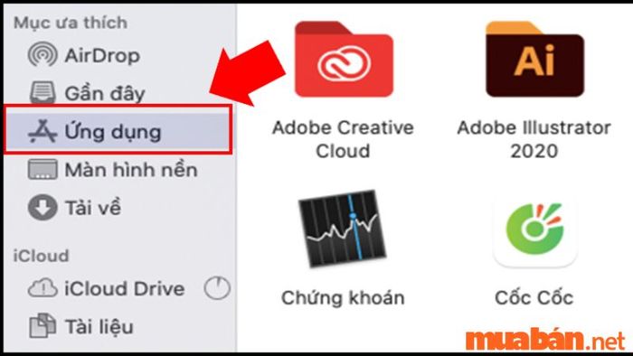 Truy cập vào thư mục Ứng dụng