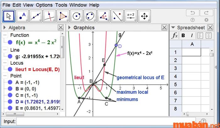 Geogebra có khả năng giải bài tập một cách sinh động và trực quan.