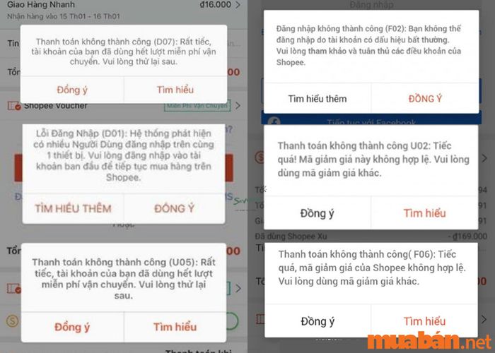 Một số lỗi phổ biến khác khi mua hàng trên Shopee