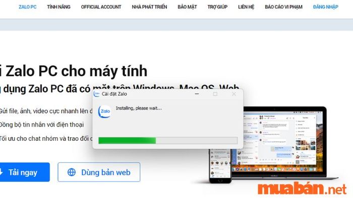 Tiến hành cài đặt Zalo