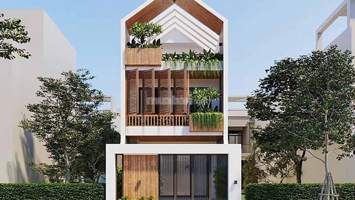 Nhà ống 2 tầng với thiết kế tum