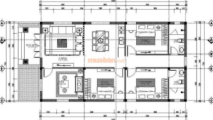 Thiết kế nhà cấp 4 mái bằng 3 phòng ngủ với diện tích 100m2
