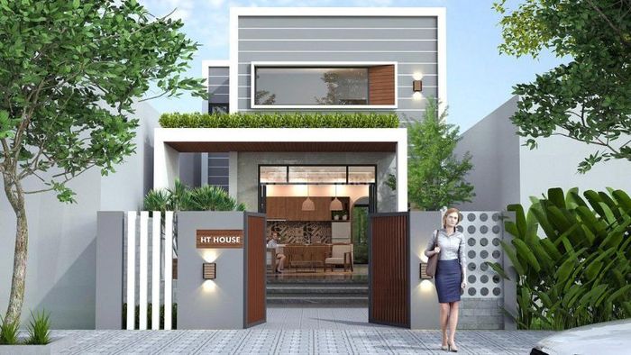 thiết kế mặt tiền nhà ống 2 tầng