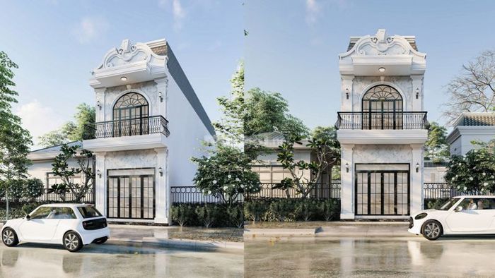 Nhà mặt tiền ống 2 tầng theo phong cách tân cổ điển