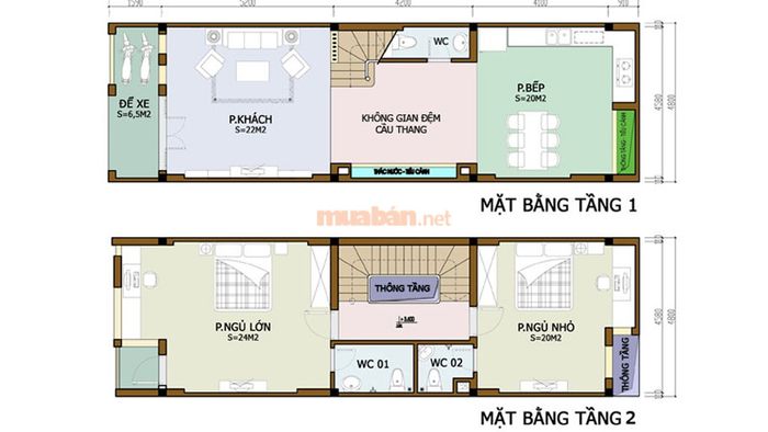 Mẫu thiết kế nhà 2 tầng có gác lửng hiện đại