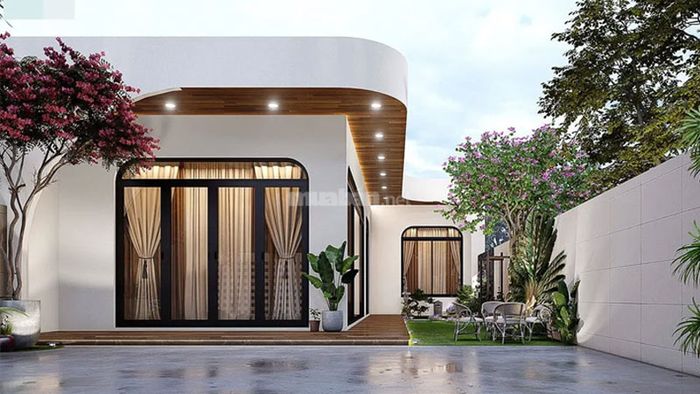 Nhà cấp 4 mái bằng 3 phòng ngủ kiểu chữ L