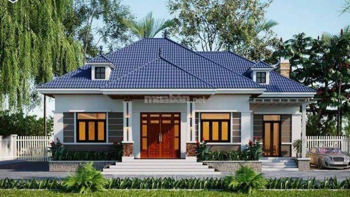 Mẫu nhà cấp 4 mái bằng với 3 phòng ngủ