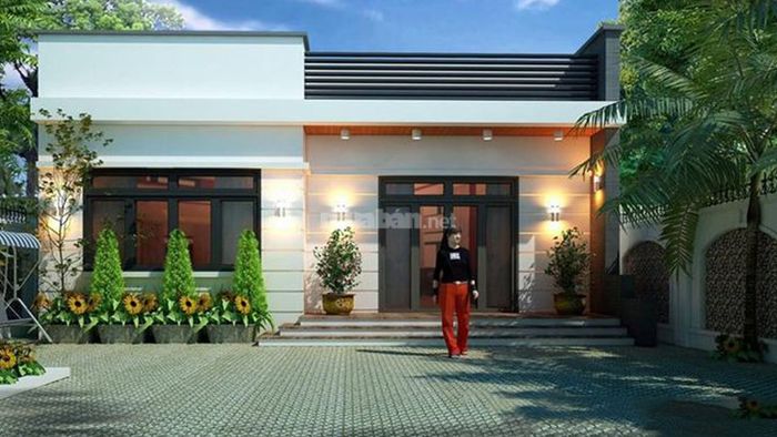 Nhà cấp 4 mái bằng thiết kế hình chữ L với 3 phòng ngủ
