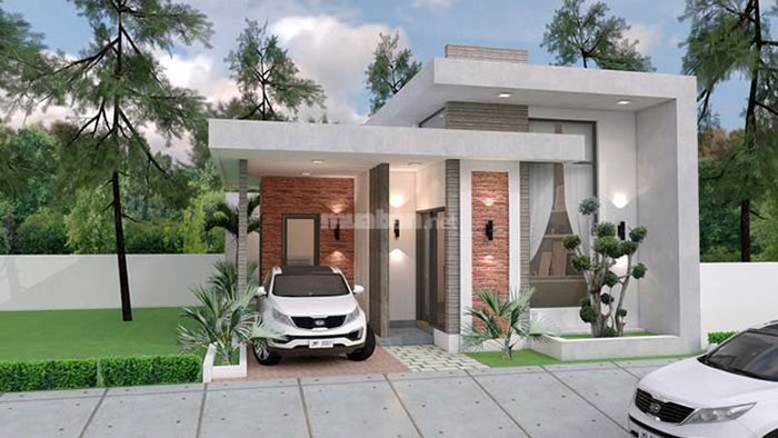Nhà cấp 4 mái bằng 3 phòng ngủ đi kèm gara xe