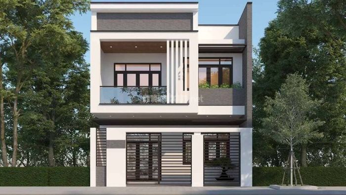 Nhà mặt tiền ống 2 tầng với mái bằng