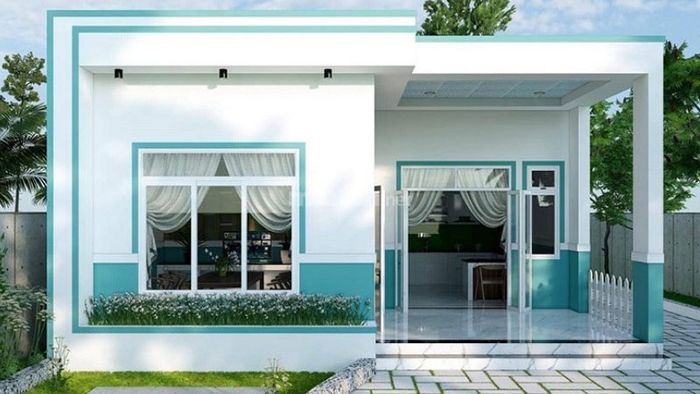 Mẫu nhà cấp 4 mái bằng với 3 phòng ngủ và gara để xe