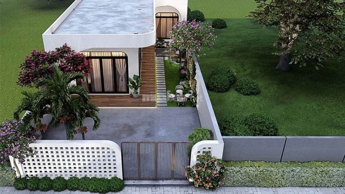 Nhà cấp 4 mái bằng 3 phòng ngủ với kích thước 100m2