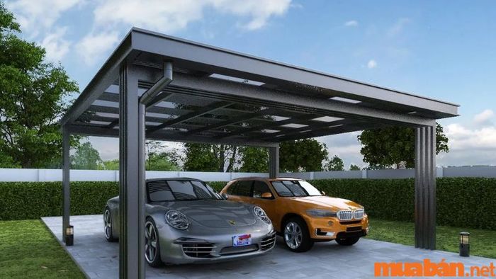 Mẫu thiết kế nhà để xe ô tô đôi tạo nên sự bề thế cho ngôi nhà