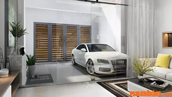 Thiết kế nhà để xe ô tô với màu sáng mang phong cách thanh lịch