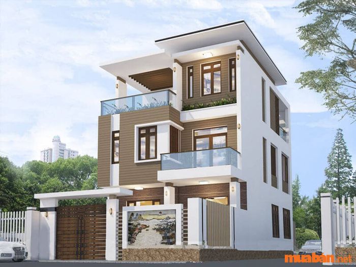 sơn mặt tiền nhà màu xanh ghi