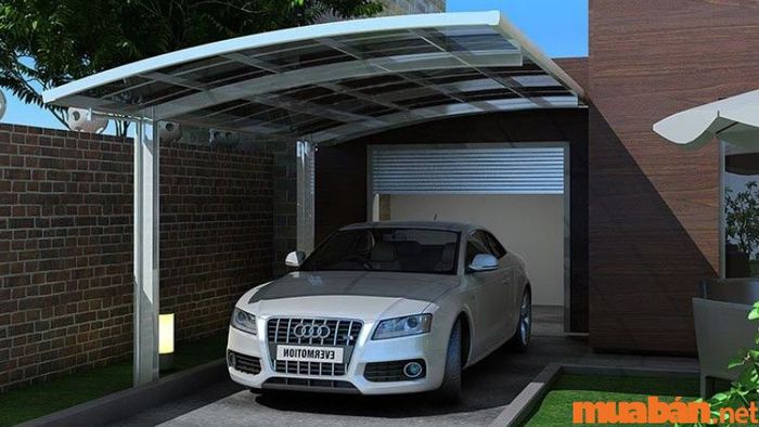 Mẫu thiết kế nhà để xe ô tô bằng khung thép tiết kiệm không gian