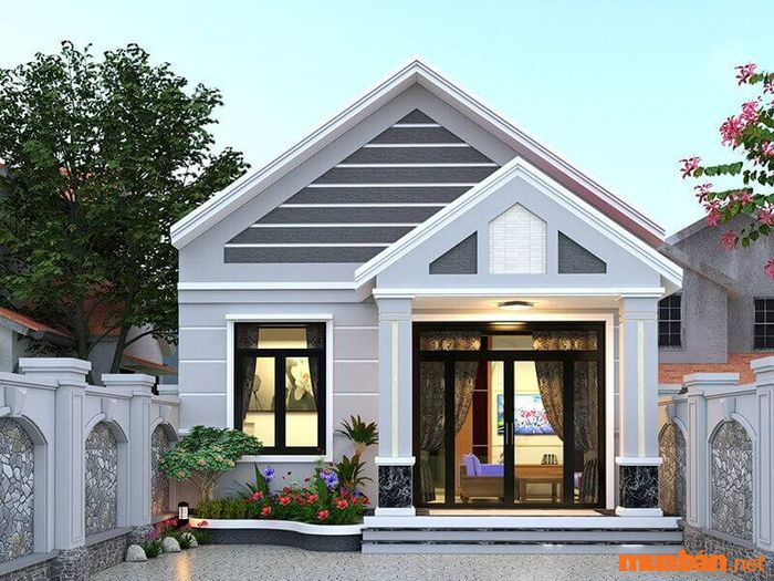 sơn mặt tiền nhà màu xanh ghi