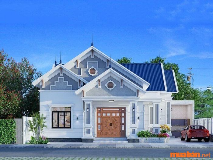 sơn mặt tiền nhà màu xanh ghi