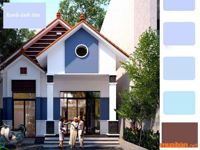 sơn mặt tiền nhà màu xanh ghi