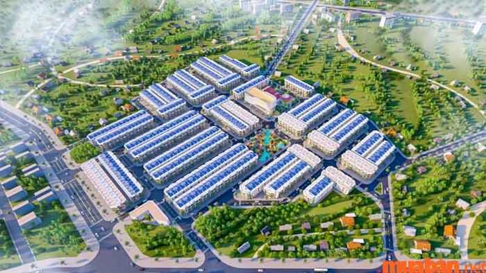 Đất nền liền kề được sắp xếp cạnh nhau và có các tiện ích phúc lợi chung.