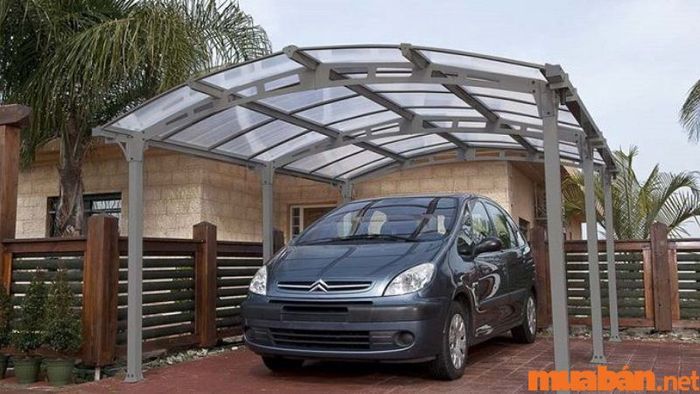 Mẫu thiết kế nhà để xe ô tô bằng khung thép hiện đại