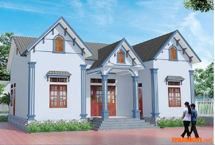 sơn mặt tiền nhà màu xanh ghi