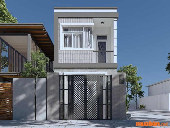 sơn mặt tiền nhà màu xanh ghi