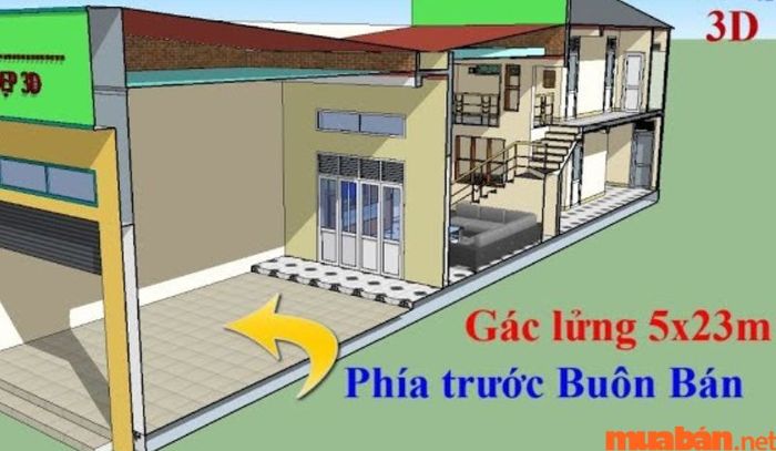 Thiết kế nhà vừa ở vừa kinh doanh theo kiểu gác lửng