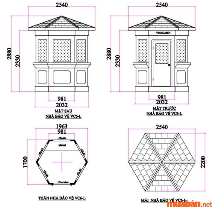Bản thiết kế nhà chòi với mái bảo vệ hình lục giác